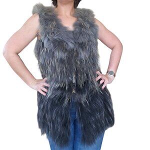Princess Goes Hollywood Racoon Fur Vest Women's Size 46 US XL Mob Wife Luxury